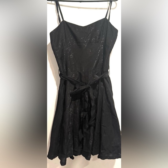Axara Paris black mini dress shimmer metallic holidays cocktail flare cinched 10 - Picture 1 of 6